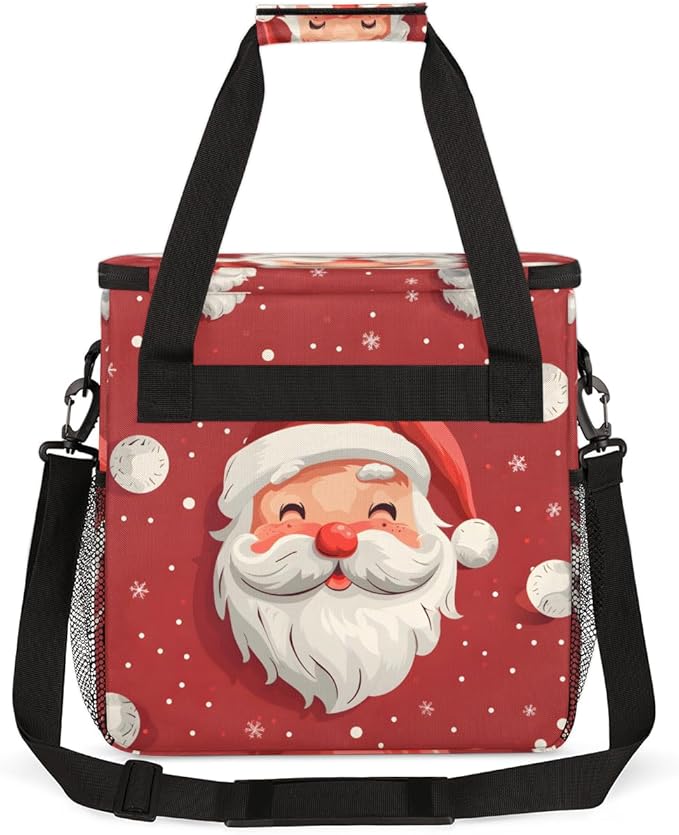 Cute Santa Claus Coffee Maker Carrying Bag Watercolor Santa Claus Travel Storage Bag Compatible with K-Mini or K-Mini Plus Single Serve Coffee Brewer Carrying Case with Pockets &amp Shoulder Strap