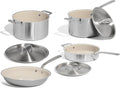 Made In Cookware | 7-Piece Ceramic Non Stick Pot and Pan Set (Stainless Handle) | 5-Ply Stainless Clad | Professional Cookware | Crafted in Italy | Induction Compatible
