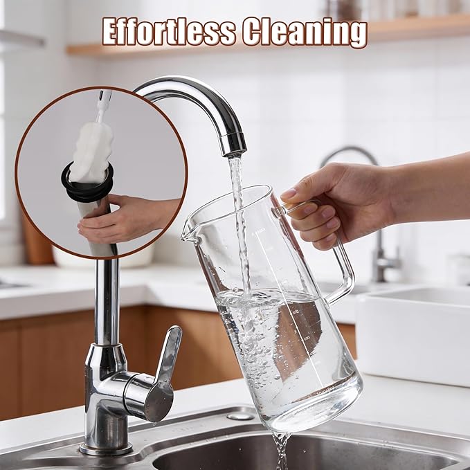 Cold Brew Coffee Maker 1.4L/48oz with Handle Extended Stainless Steel Filter for Deep Extraction Iced Tea Pitcher with Non-Slip Base Includes Cleaning Brush &amp Long Stirring Spoon