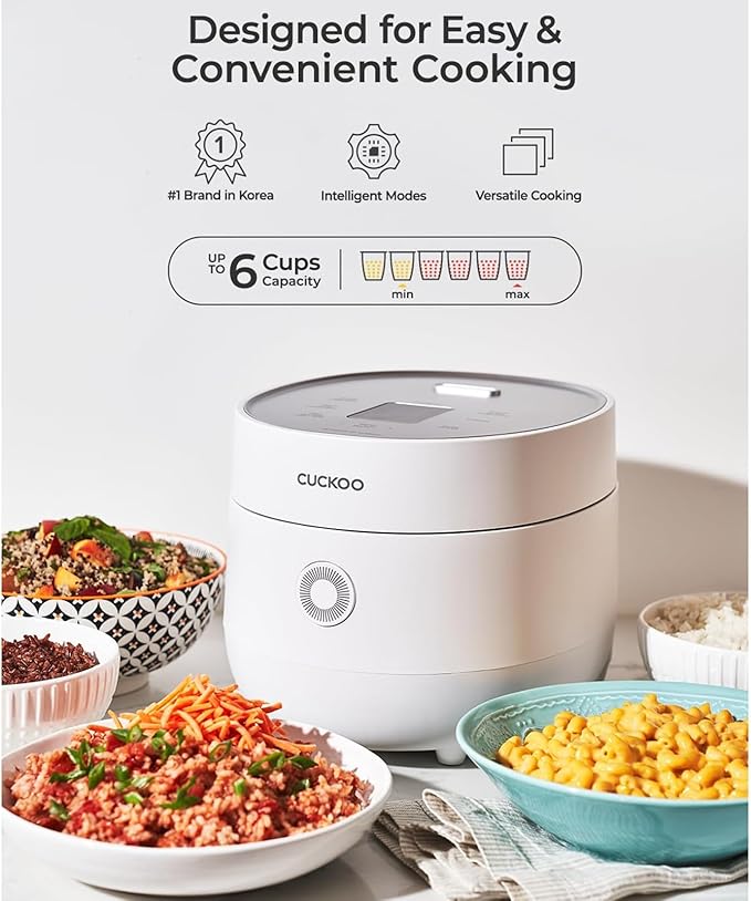 Rice Cooker - 6-Cup (Uncooked) Micom Rice Cooker | 13 Menu Options: Quinoa Oatmeal Brown Rice &amp More Touch-Screen Nonstick Inner Pot | White