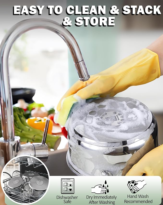 Cook N Home Stainless Steel Pot Set with Glass Lid 6 Pieces Basics Cookware Set with Stay-Cool Silicone Handles 1.5/3/5.5 Quarts Small Cooking Stock Pot Saucier Casserole
