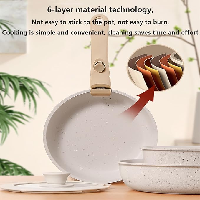 Pots and Pans Set Non Stick Dishwasher Safe with Lids Induction Kitchen Cookware Nonstick Cooking Set with Removable Handle Stain &amp Scratch-Resistant PFAS/PFOA Free12 Pieces