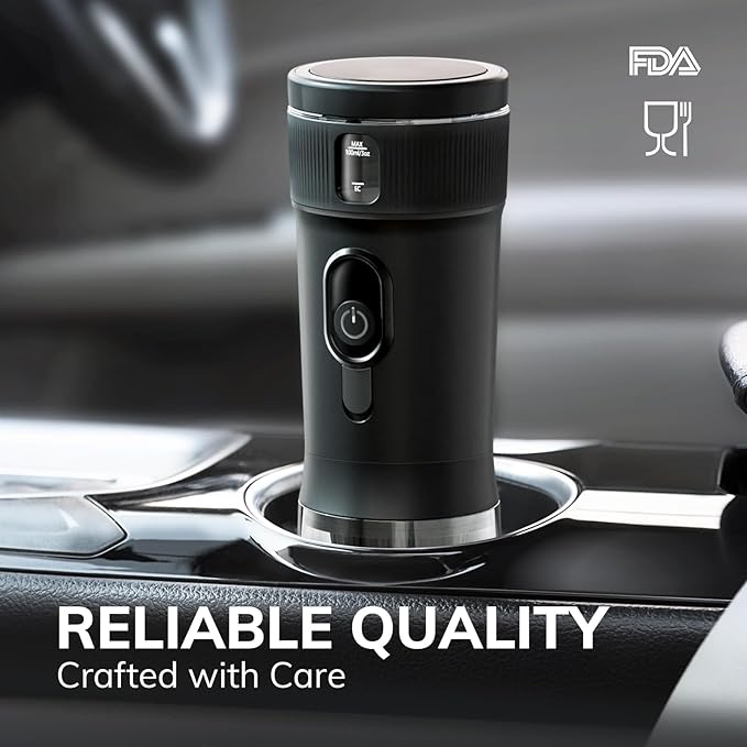 Portable Espresso Machine 100W Self-Heating &amp Car-Ready Compatible with NS Capsules &amp Ground Coffee Ideal for Travel Camping RV Black