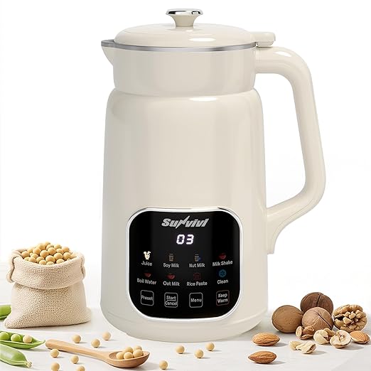 60oz Nut Milk Maker Machine: 8 in 1 Soy Milk Maker with Delay Start/Keep Warm/Self Clean Food Processor for Soy/Nut/Oat Milk Juice Milkshake Rice Paste and Boil Water Kitchen Blender