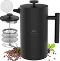 French Press Coffee Maker34OZ Double Wall Vacuum Insulated 304 Stainless Steel (34oz Black)