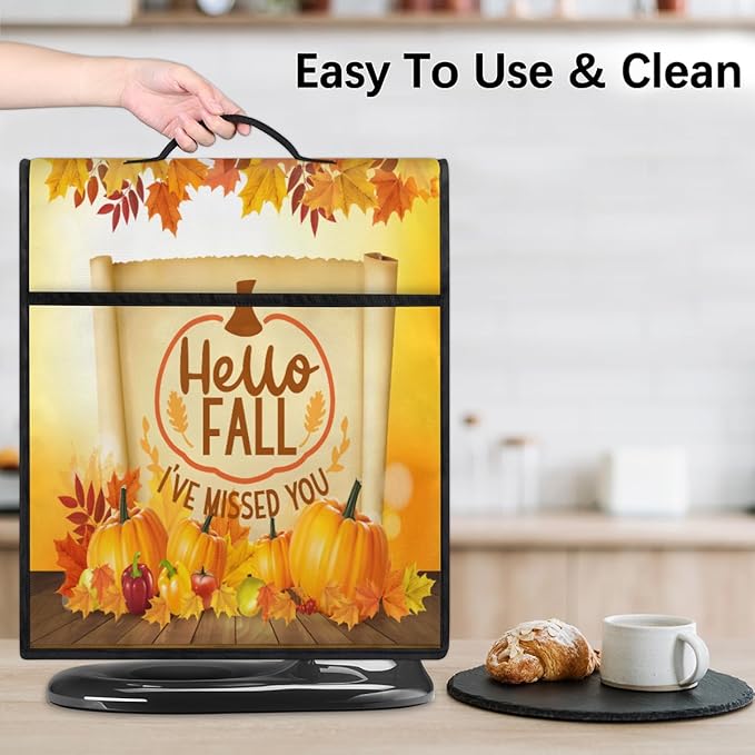 cfpolar Kitchen Aid Mixer Cover Compatible with 6-8 Quarts Autumn Pumpkin Maple Leaves Stand Mixer Cover Kitchen Aid Mixers Accessories Appliance Organizer Bag Dust Covers with Zipper Pocket