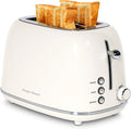 Roter Mond 2 Slice Toaster Retro Stainless Steel with Bagel Cancel and Defrost Functions 6 Bread Shade Settings Extra Wide Slots and Removable Crumb Tray Cream