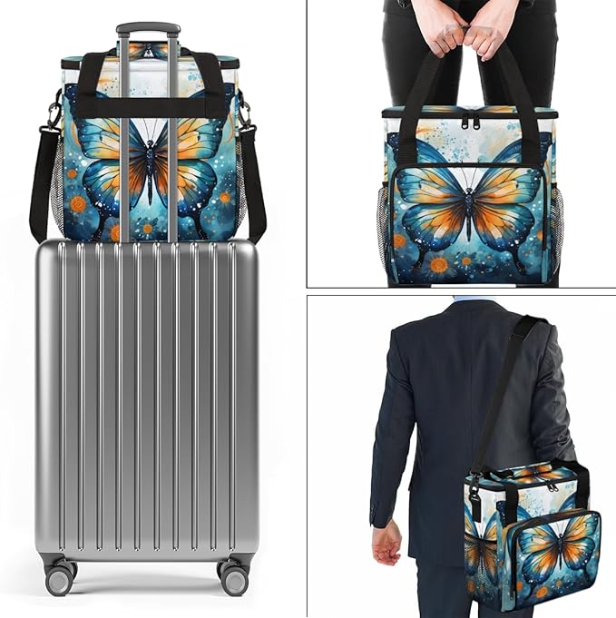 Artistic Butterfly Coffee Maker Carrying Bag Gothic Butterfly Travel Storage Bag Compatible with K-Mini or K-Mini Plus Single Serve Coffee Brewer Carrying Case with Multiple Pockets &amp Shoulder S