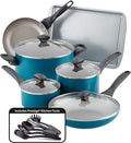 Farberware 20361 Dishwasher Safe Nonstick Cookware Set / Pots and Pans Set - 15 Piece Blue
