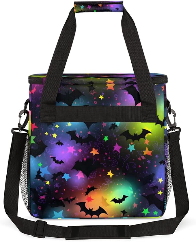 Halloween Bat Coffee Maker Carrying Bag Dreamy Bat Travel Storage Bag Compatible with K-Mini or K-Mini Plus Single Serve Coffee Brewer Carrying Case with Multiple Pockets &amp Shoulder Strap