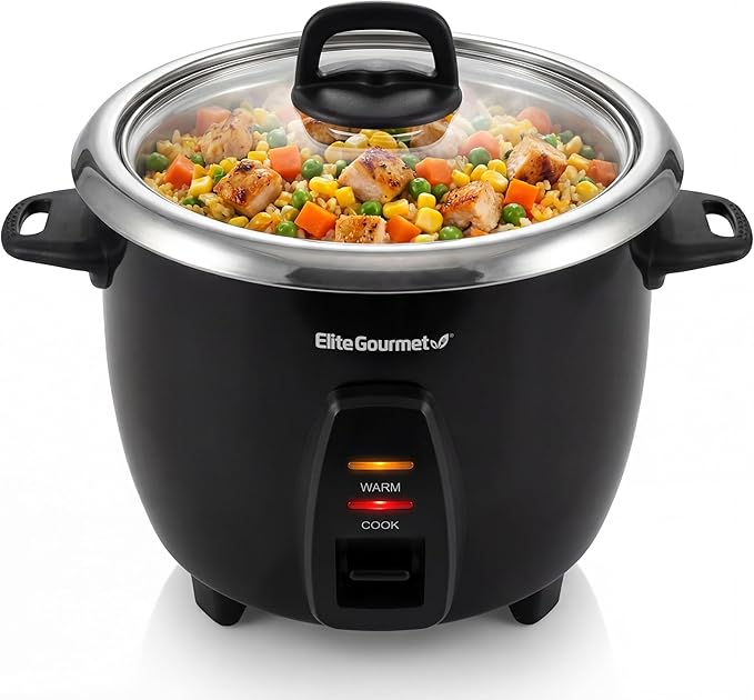 Elite Gourmet ERC2001BX 10-Cup Electric Rice Cooker with 304 Surgical Grade Stainless Steel Inner Pot Makes Soups Stews Porridges Grains and Cereals