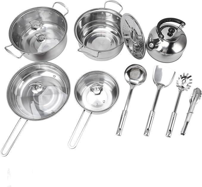 Cookware Set Stainless Steel Rustproof Stick Proof Thickened Pots Pans Set for Home Kitchen Restaurant
