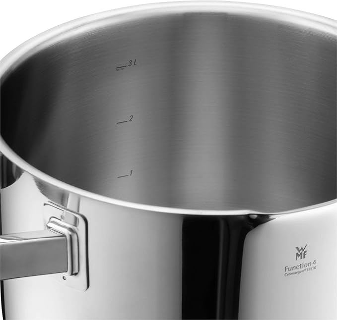 WMF 1.4L Stainless Steel Cooking Pot 16cm Silver Brushed Finish Includes Lid Suitable for All Stove Tops Dishwasher Safe