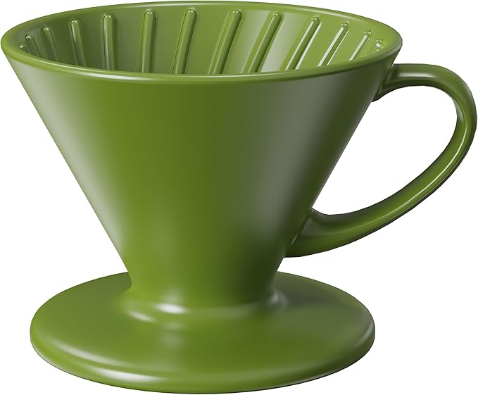 DHPO Artisan Series Coffee Dripper Made of High Fired Ceramic Material Size 02 Ceramic Pour Over Coffee Maker Filter Coffee Slow Brewing Accessories for Home Office and Cafe Green