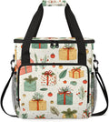 Coffee Maker Carrying Bag Watercolor Christmas Pattern Travel Storage Bag Compatible with K-Mini or K-Mini Plus Single Serve Coffee Brewer Carrying Case with Pockets &amp Shoulder Strap