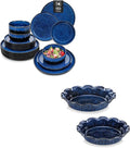 vancasso Starry 18 Pieces Dinnerware Sets for 6 Bundles 9 inch Pie Pans with Ruffled Edge Set of 2