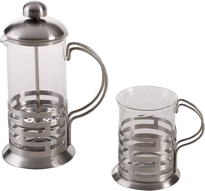 axentia 223545 Coffee and Tea Maker Stainless Steel Coffee Machine 1 Litre Capacity Full Aroma Press Filter Jug Enjoy Immediately Coffee Press with Temperature-resistant Borosilicate Glass
