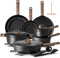 SENSARTE 20Pcs Nonstick Pots and Pans Set Black Titanium Non Stick Cookware Set Healthy Kitchen Cooking Set Induction Compatible Dishwasher Safe PFOA/PFOS Free