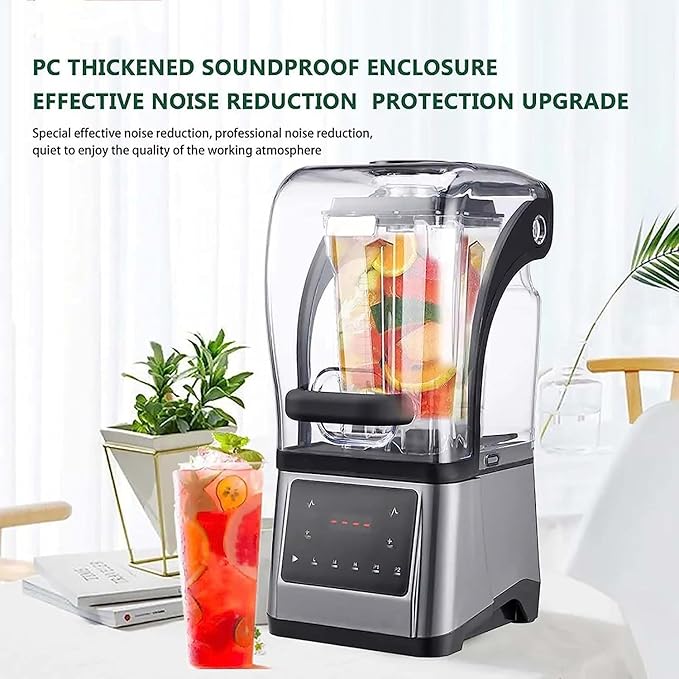 KEULEN Sand Ice Machine 1.6L Stand Smoothie Mixer with Mute Hood Vertical Six Leaf Blade Adjustable Speed 5 Presets Function for Kitchen Milk Tea Coffee Dessert Leisure