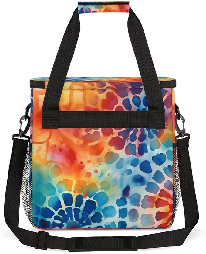 Watercolor Explosion Coffee Maker Carrying Bag Colorful Powder Travel Storage Bag Compatible with K-Mini or K-Mini Plus Single Serve Coffee Brewer Carrying Case with Pockets &amp Shoulder Strap