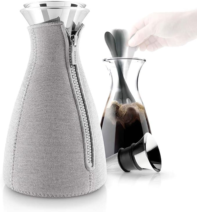 Eva Solo Cafe Solo Coffee Maker with Woven Cover 1 Liter (Woven Light Grey) Standard
