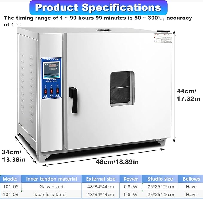 Constant Temperature Blast Drying Oven for Laboratory Industrial Drying Oven Lab Oven 16 L Laboratory Drying Oven Forced Air Convection Intelligent Temperature Control101 0S
