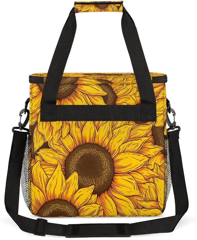 Floral Sunflowers Coffee Maker Carrying Bag Compatible with K-Mini or K-Mini Plus Portable Single Cup Coffee Maker Case with Pockets for K Cup Pods