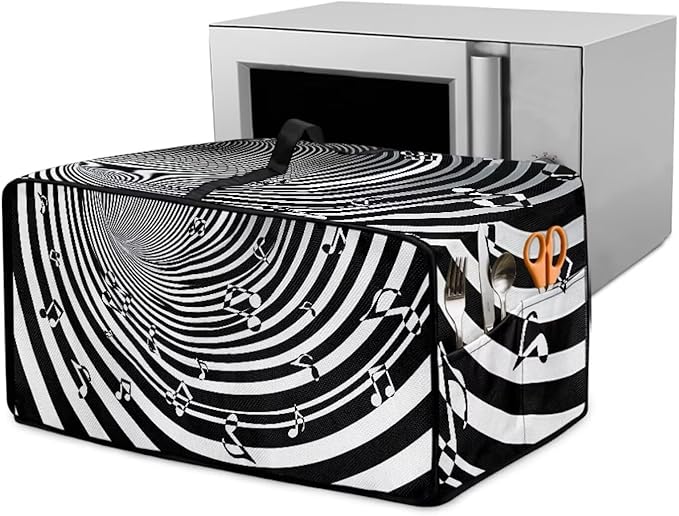 Music Print Toaster Oven Air Fryer Cover Washable Bread Maker Cover Dustproof Stain Resistant Smart Microwave Oven Protector 18.5 x 14.5 x 9 Black