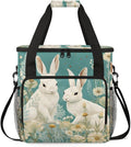 Easter Rabbit Coffee Maker Carrying Bag Chrysanthemum Travel Storage Bag Compatible with K-Mini or K-Mini Plus Single Serve Coffee Brewer Carrying Case with Multiple Pockets &amp Shoulder Strap