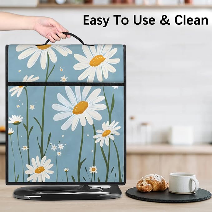 cfpolar Kitchen Aid Mixer Cover Compatible with 6-8 Quarts White Daisy Flower Plant Stand Mixer Cover Kitchen Aid Mixers Accessories Appliance Organizer Bag Dust Covers with Zipper Pocket