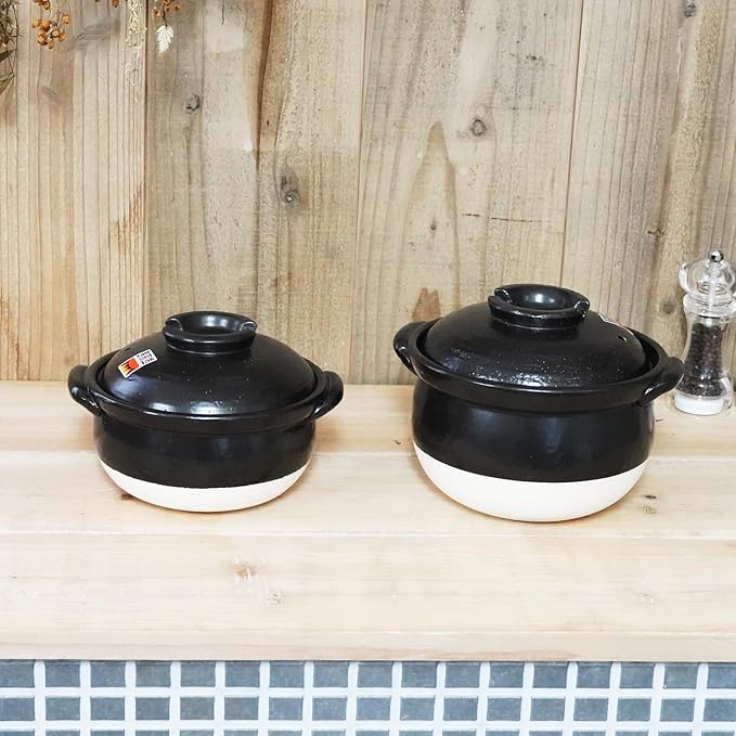 Banko-Yaki Fluffy Rice Pot Earthenware Rice Cooker with inner lid Measuring Cup and Paddle Traditional Japanese Donabe for Evenly Cooked Rice Mixed Rice and Porridge (2-Gou/Serves 2 to 3 people)