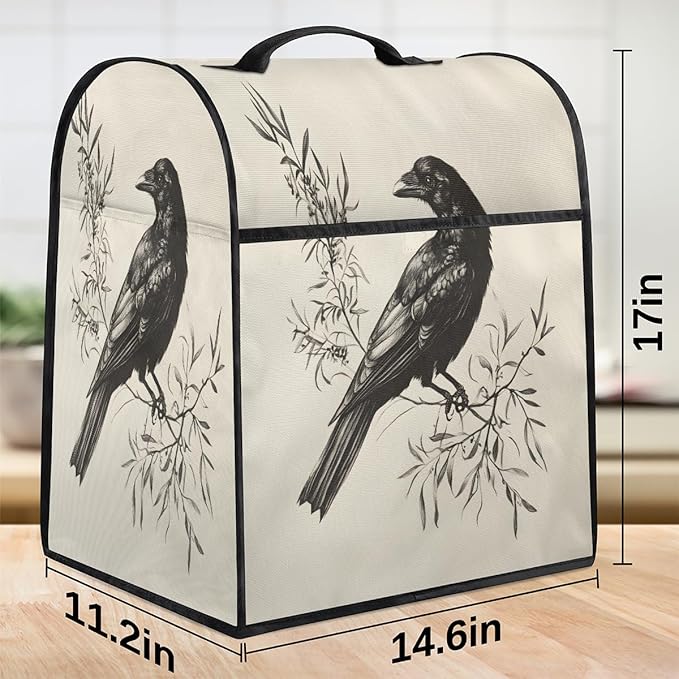 cfpolar Kitchen Aid Mixer Cover Compatible with 6-8 Quarts Animal Bird Crow Stand Mixer Cover Kitchen Aid Mixers Accessories Appliance Organizer Bag Dust Covers with Zipper Pocket