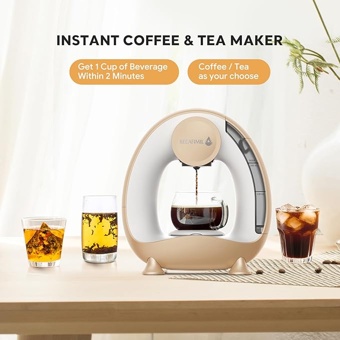 Single Serve Coffee Maker For K Cup Pod and Coffee Grounds /Tea Fast Brew in 2 minutes 2 IN 1 One Button Coffee Machine 4-8 Oz Brew Sizes Stylish＆Compact For Home Office RV and Dorm Champagne