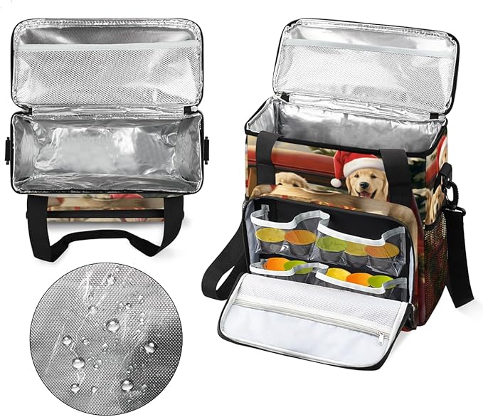 Christmas Puppy Coffee Maker Carrying Bag Portable Travel Storage Tote Bag Compatible with K-Mini or K-Mini Plus Single Serve Coffee Brewer Carrying Case with Multiple Pockets &amp Shoulder Strap