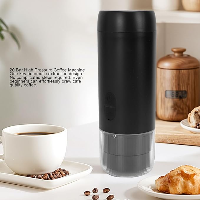 8.3x3.0inCoffee Machine High Efficiency Rechargeable 20 Bar Travel Coffee Maker for Ground Coffee Pod