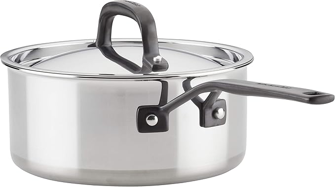 KitchenAid 5-Ply Clad Polished Stainless Steel Cookware Pots and Pans Set 10 Piece
