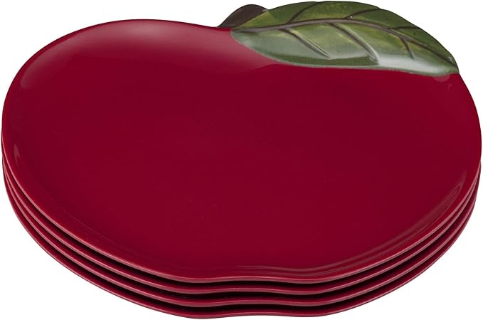 Supreme Housewares 12-Piece Melamine Dinnerware Set Includes Dinner Plates Salad Plates Bowls Service for 4. (Apple)
