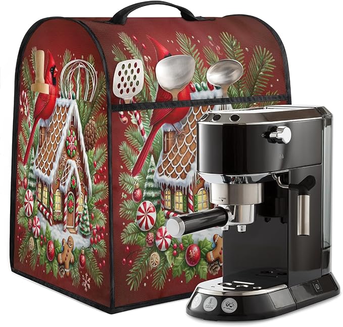 Kitchen Aid Mixer Cover Christmas Bird House Cardinal Stand Mixer Cover Compatible with 6-8 Quarts Stand Mixers Dust Covers with Zipper Pocket Foldable Washable Kitchen Aid Organizer Bag