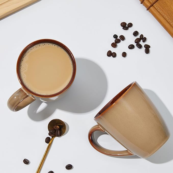 16 Pieces Dinnerware Sets with Mugs Brown Yellow