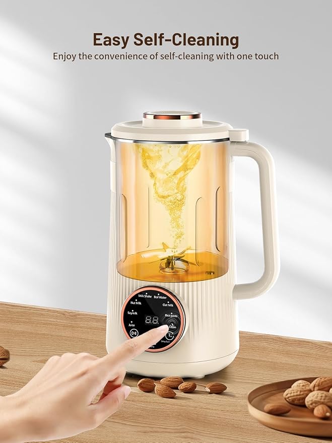 Nut Milk Maker Machine 35oz Homemade Soy Almond Oat Coconut Plant Based and Non Dairy Beverages 8 in 1 Automatic Soybean Machine With 12H Delay Start/Keep Warm/Boil Water