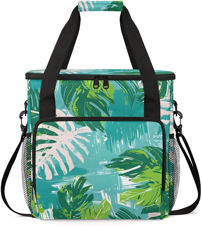 Plant - Leaves Coffee Maker Carrying Bag Portable Travel Storage Tote Bag Compatible with K-Mini or K-Mini Plus Single Serve Coffee Brewer Carrying Case with Multiple Pockets &amp Shoulder Strap