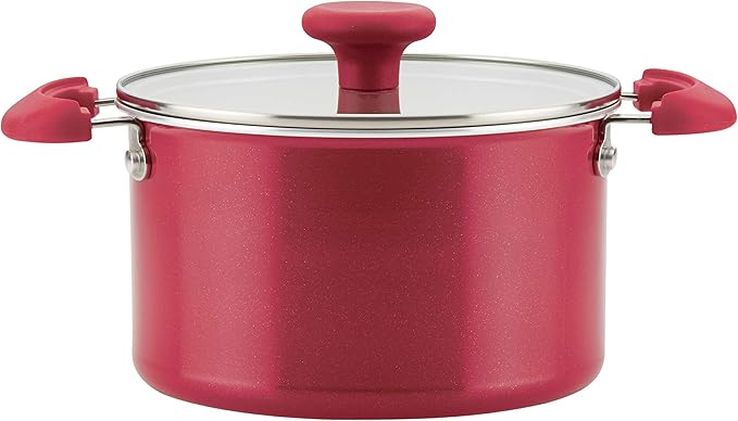 Rachael Ray 12166 8-Piece Create Delicious Stackable Nonstick Cookware Set Red Shimmer