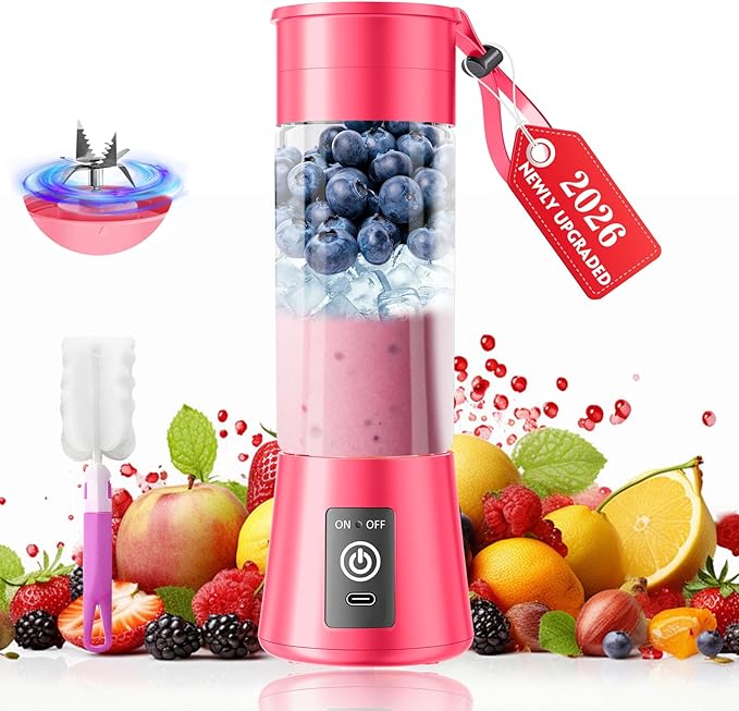 2026 Newly Upgraded Portable Smoothie Blender - Cordless Personal Blender Type-C Rechargeable 13Oz Juice Cup BAP Free 20000Rpm Speed Powerful Blending Freshly Squeezed in Sports/Office