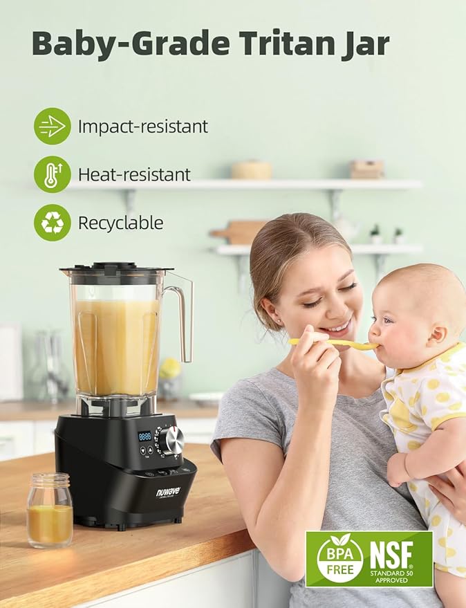 Nuwave Infinity Commercial Blender Heavy-Duty Smoothie Blender w/ 2.5HP Copper Motor &amp Laser-Cut Blades Last 100 Years Quick Ice Crushing 64oz Tritan Jar NSF Certified 10 Speeds Self-Cleani