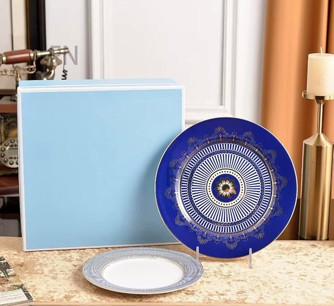 Luxury 58-Piece Bone China Dinnerware Set Blue &amp White with Gold Accents – Dishwasher Safe Fine China Plates Bowls Cups &amp Serving Pieces for Elegant Dining