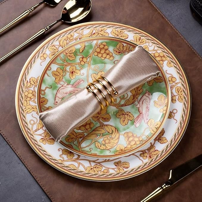 European style garden Dinnerware Set Service for 4Exquisite afternoon tea Bone China Dinnerware SetsSteak Dinner Plates Dish Set (16Pcs)Freezer Safe Elegant Dining Plates