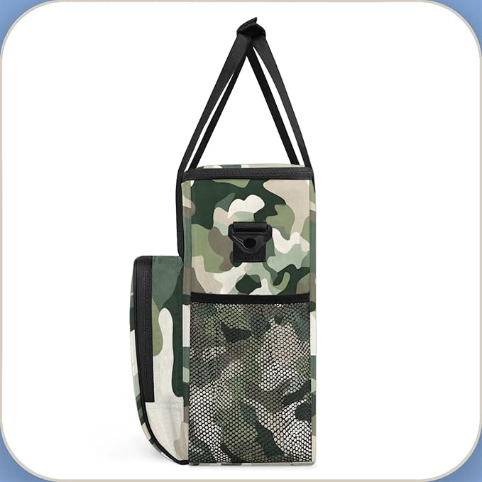 Camouflage Themed Coffee Maker Travel Bag for Keurig K-Mini/K-Mini Plus Insulated Waterproof Tote with Pockets for K-Cup Portable Single-Serve Brewer Case