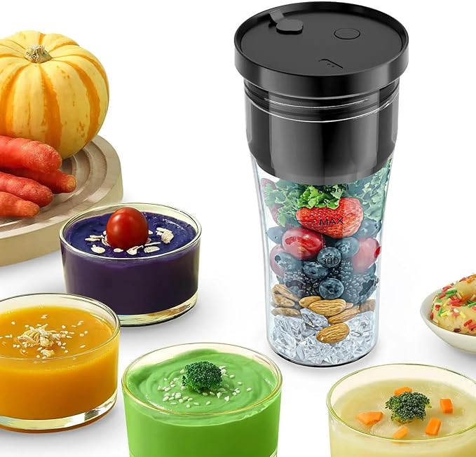 Portable Blender Cup with 6 Blades 4000mAh Battery 600ml Juice Compatible with 40oz Cups for Travel Gym Home