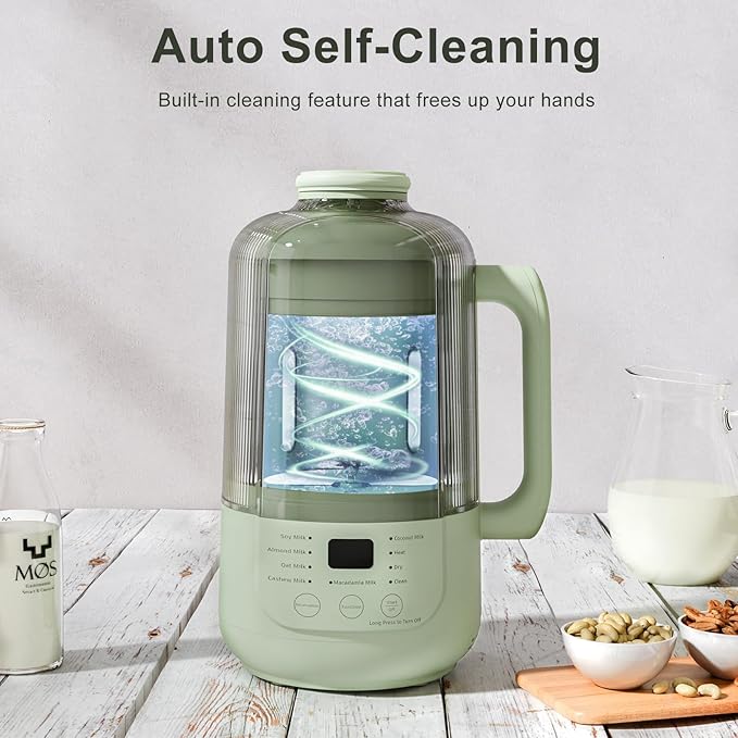 9 in 1 Nut Milk Maker Machine 40oz Nut Milk Maker for Soy Almond Oat Plant Based Milks and Non-Dairy Milk Automatic Soy Milk Maker with Low Noise/12-hour Delay Start/Auto Clean/Keep Warm