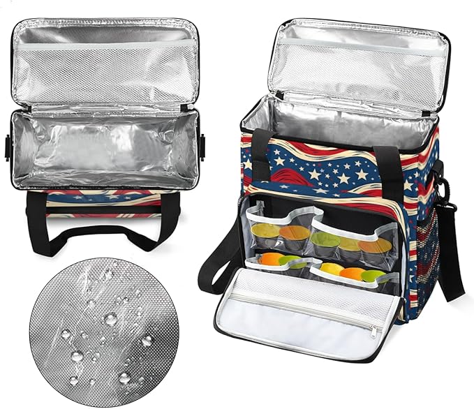 4th of JulyStripes Stars Coffee Maker Carrying Bag Travel Storage Bag Compatible with K-Mini or K-Mini Plus Single Serve Coffee Brewer Carrying Case with Multiple Pockets &amp Shoulder Strap
